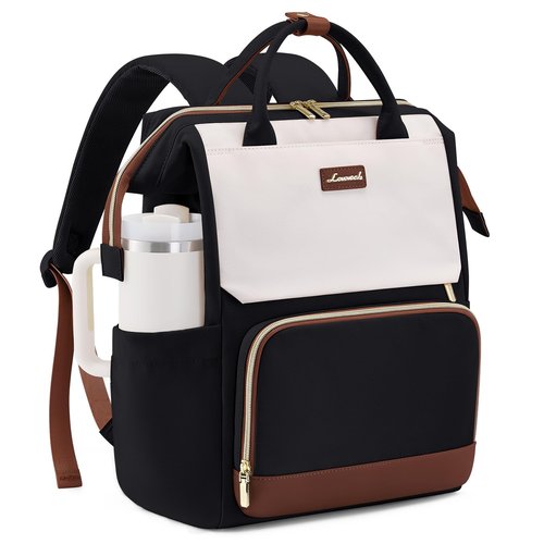 LOVEVOOK Laptop Backpack for Women with Giant Tumbler Holder Pocket, 17 inch Travel Work Backpack Purse for Nurse Teacher, Waterproof School Bag College Bookbag Cute Casual Daypack for Girls