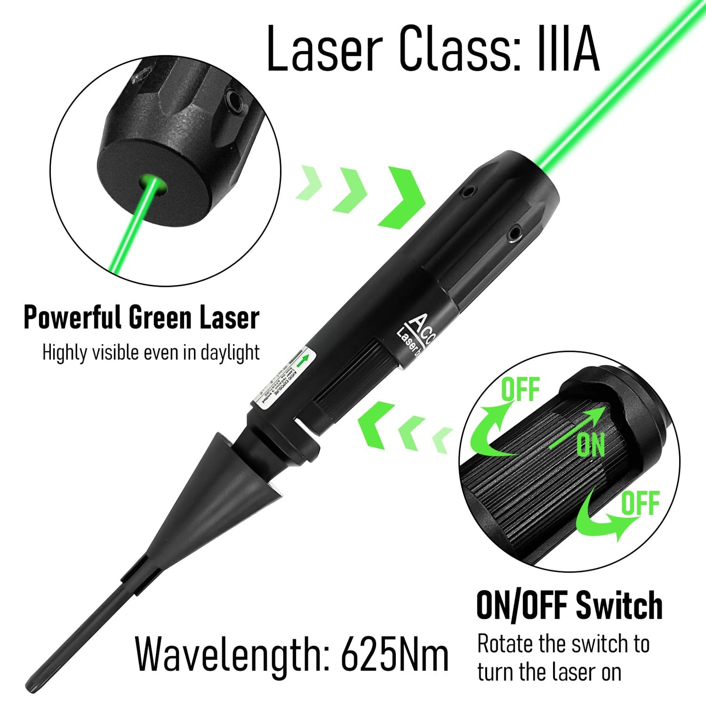 SUGOOE Professional Laser Bore Sight Kit, Green Bore Sighter with 32 Adapters fit .17 to 12GA Calibers, Powerful Support for Hunting, black