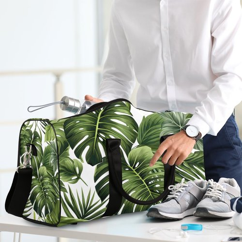Zestdesign Green Palms Leaf Travel Duffle Bag for Women Men Gym Duffel Foldable Bag Waterproof Weekender Tropical Plants Duffle Tote