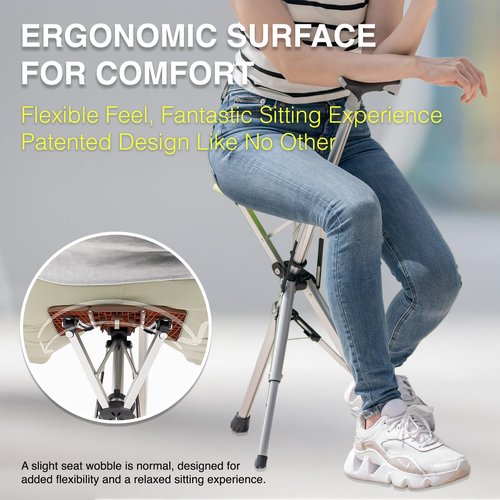 STEP2GOLD Ta-Da Chair, Portable Trekking Hiking Pole, Folding Walking Stick with Seat, Walking Cane with Chair, Foldable Chair, Lightweight Aluminum, Easy Carry and Storage, Anti-Slip (33.4") Black