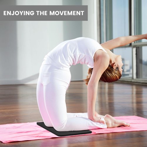 Yoga Knee Pad Cushion 0.8inch (20mm) Thick Yoga Mat with Carrier Strap, Mats for Pain Free Knees and Elbows, Workout Mats for Home Gym, Yoga, Pilates, Planks, Ab Rollers, Black