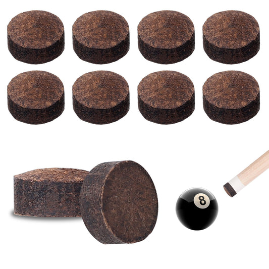 10 Pcs Billiard Pool Cue Tips, Pool Stick Replacement Tips Billiard Cue Tip Head and Leather Snooker Stick, Brown