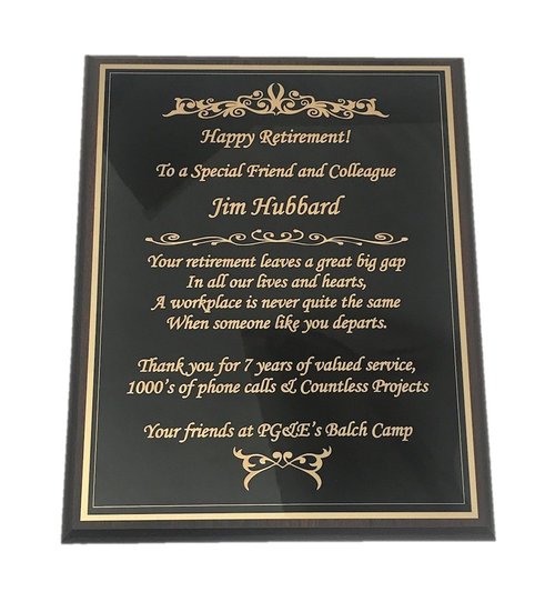 Wooden Plaque, Retirement, achievement award, sports, Customized, Engraving included