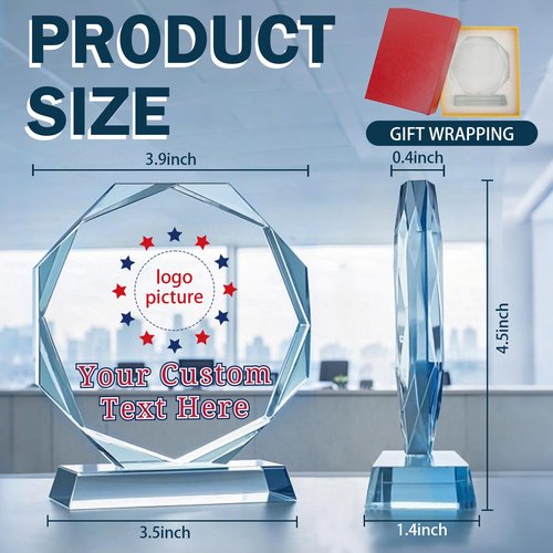 Personalized Crystal Trophy Award - Plaques Personalized Engraved - Coworker Gift, Employee Appreciation Gift, Anniversary Farewell Retirement Gift - Custom Employee Recognition Awards and Trophies