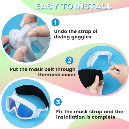 Dawitrly Scuba Mask Strap Cover, 2PCS Neoprene Diving Goggles Hair Protector Wrap, Waterproof Mask Slap Straps (Black)
