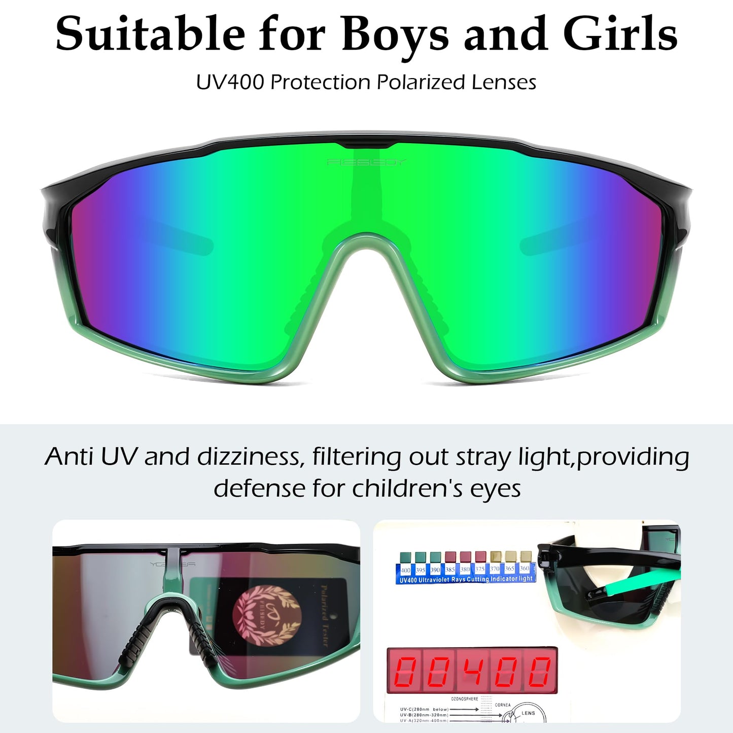 FEISEDY Kids Teens Baseball Polarized Sunglasses Lightweight TR90 Frame UV400 Sports Cycling Shades for Boys Girls B0186