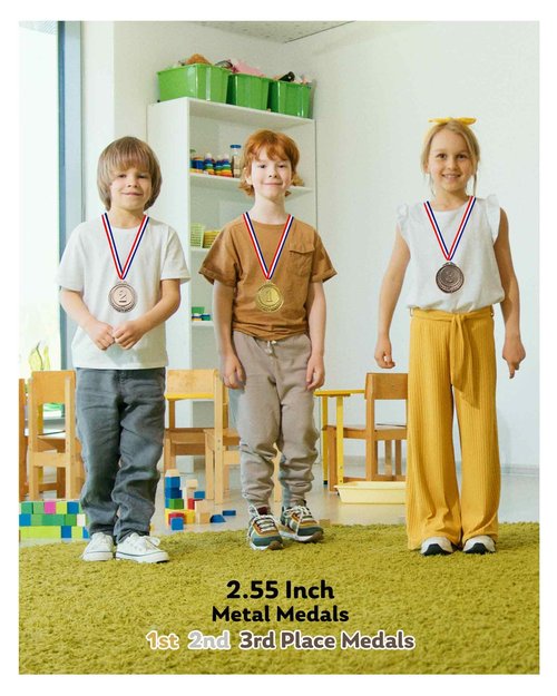 Jauisus 3 Pcs Gold Silver Bronze Medals 1st 2nd 3rd Place Award Medals for Awards, Olympic Style Winner Awards for Sports, Party, Tournaments, Prizes, Competitions (Metal, 2.55 Inch)