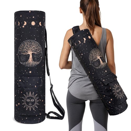 Yoga Mat Bag Full-Zipper Yoga Mat Carrier with Extra Wide Adjustable Strap 2 Multi-Functional Storage Cargo Pocket Stylish & Functional Yoga Bag Pilates Bag for Women & Men
