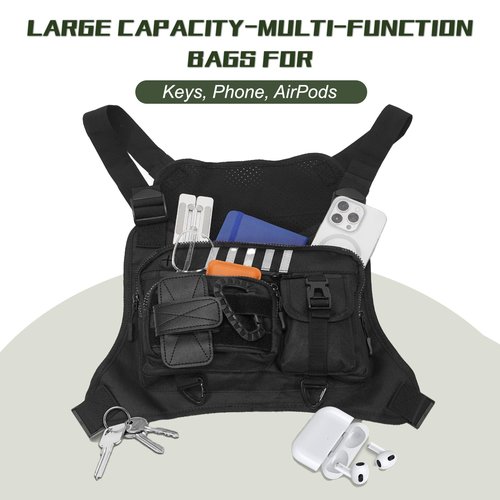 Chest Bag for Men Women, Lightweight Running Pack with Chest Holsters Fits Most Pistols, Tactical vest for Sports, Cycling, Workouts