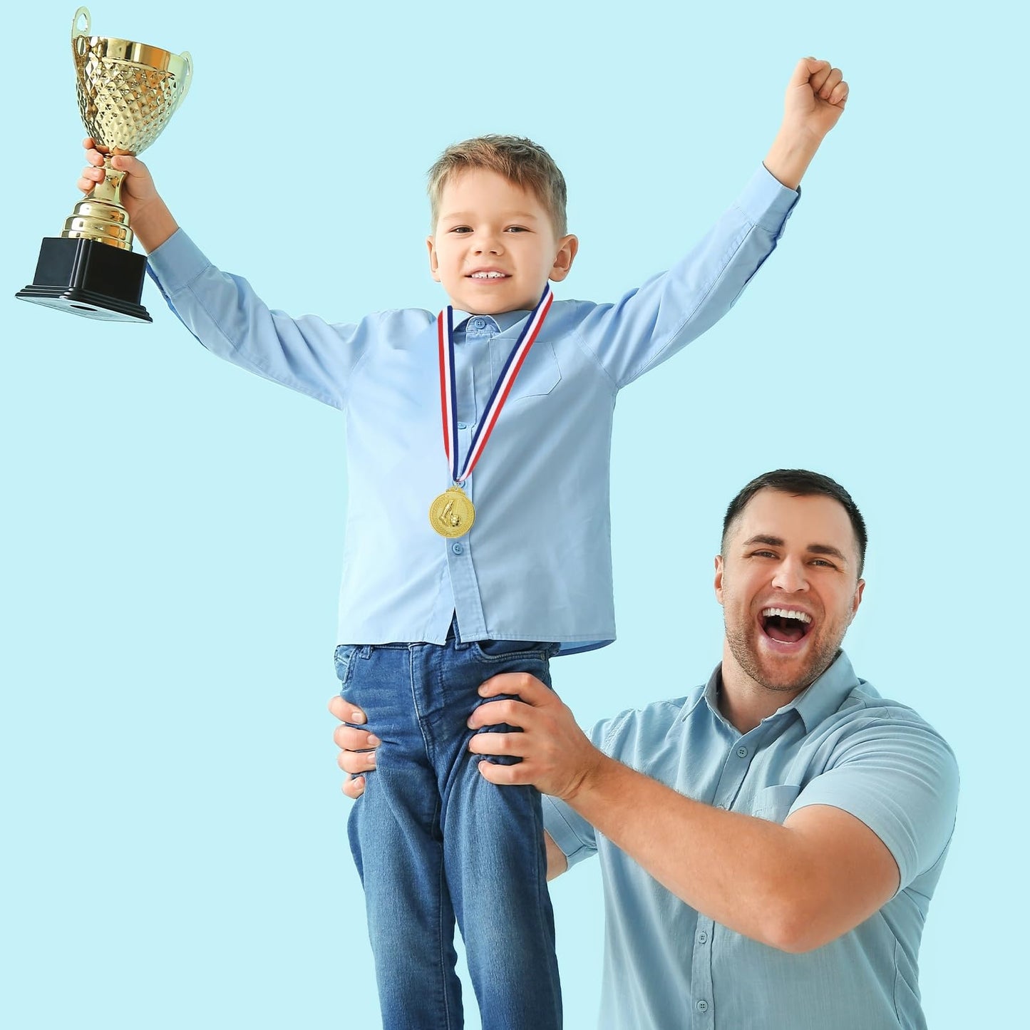 PATIKIL 2" Metal Award Medals, 3 Pcs Winner Medals with Neck Ribbon for Party Competitions Sports Adults Participation, Golden (Trophy Style)
