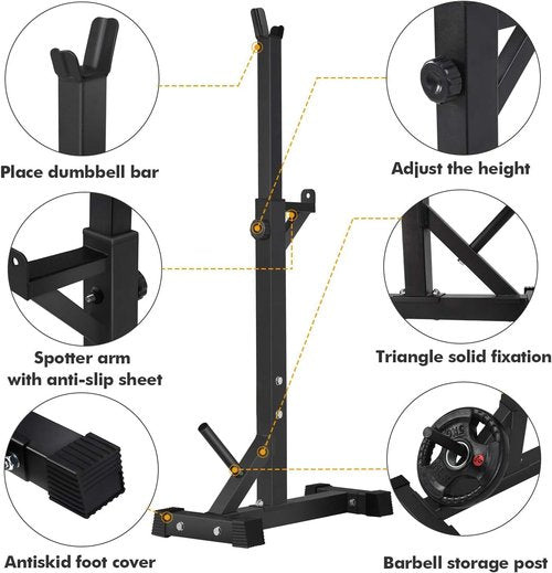 BangTong&Li Squat Rack Stand,Barbell Rack,Bench Press Rack Stand Home Gym Adjustable Weight Rack 550Lbs (Black)
