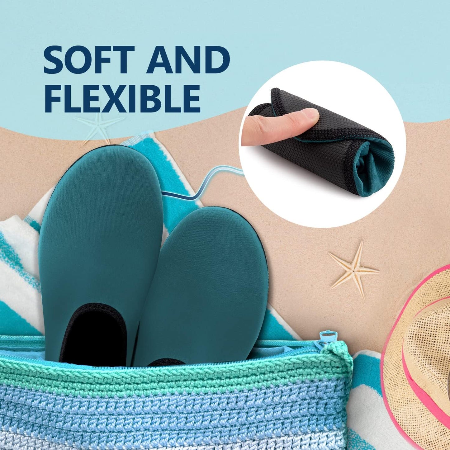 JACKSHIBO Water Shoes for Women Men Swim Shoes Water Socks for Cruise Essentials Swimming Aqua Beach Pool Yoga Surf