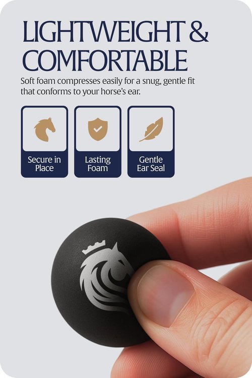 Equinavia BudZ Horse Ear Plugs (6 Count) | Equestrian Noise Reduction Soft Foam Balls - Black - Horse