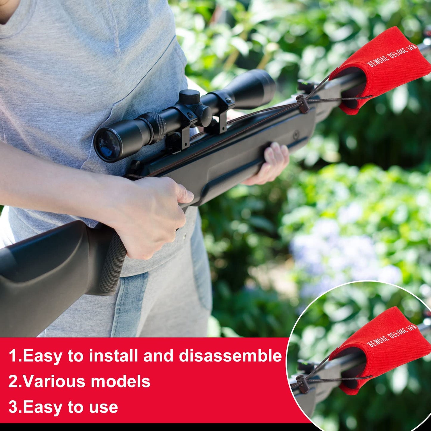 Riakrum 6 Pcs Airsoft Barrel Cover Paintball Barrel Cover with Elastic Bungee Cord for Airsoft and Paintball Markers Accessories, 5.51 x 3.15 Inch (Red)