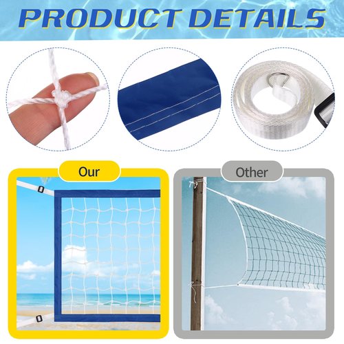 Mkhaslri Replacement Pool Volleyball Net Adjustable Length 15ft - 25ft, Portable Volleyball Net for Outdoor Backyard Swimming Pool Beach