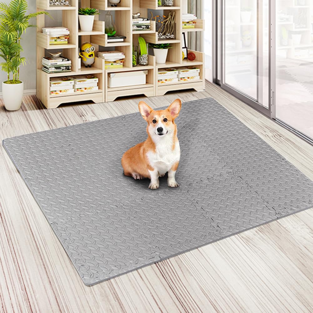 12Pack Home Gym Mat 12''x12''x0.47'' Puzzle Exercise Mat for Home Workout Equipment,Interlocking EVA Foam Floor Tiles Square Floor Protection (Black)