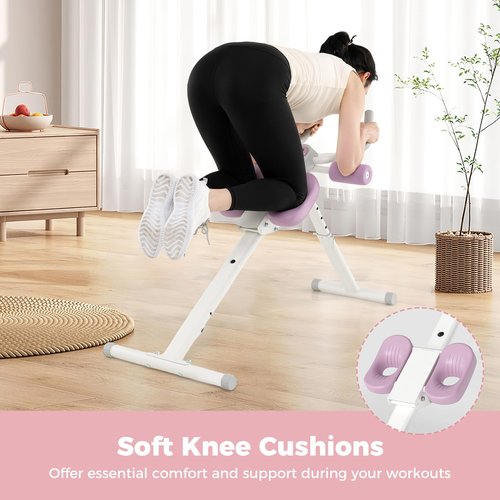 Goplus Adjustable Ab Trainer Machine, Foldable Ab Workout Equipment with Knee Protection, LCD Monitor, Home Gym Abdominal Trainer for Stomach Workout Core Strength Fitness (Pink+White)
