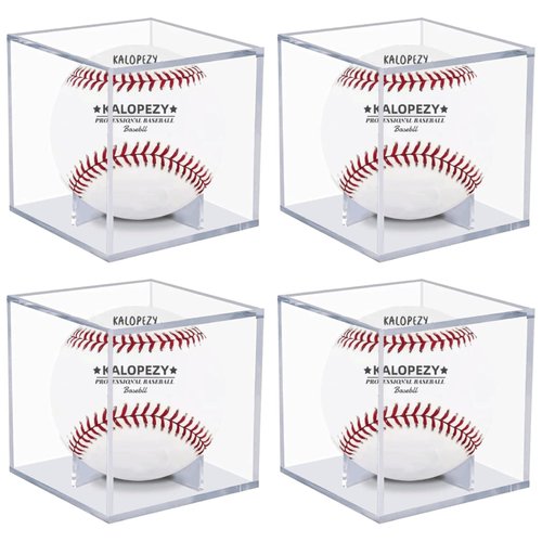 4 Pack Baseball Display Case, UV Protected Acrylic Boxes for Display,Clear Display Case Baseball Cube Memorabilia Showcase Autograph Ball Protector - for Official Size Ball