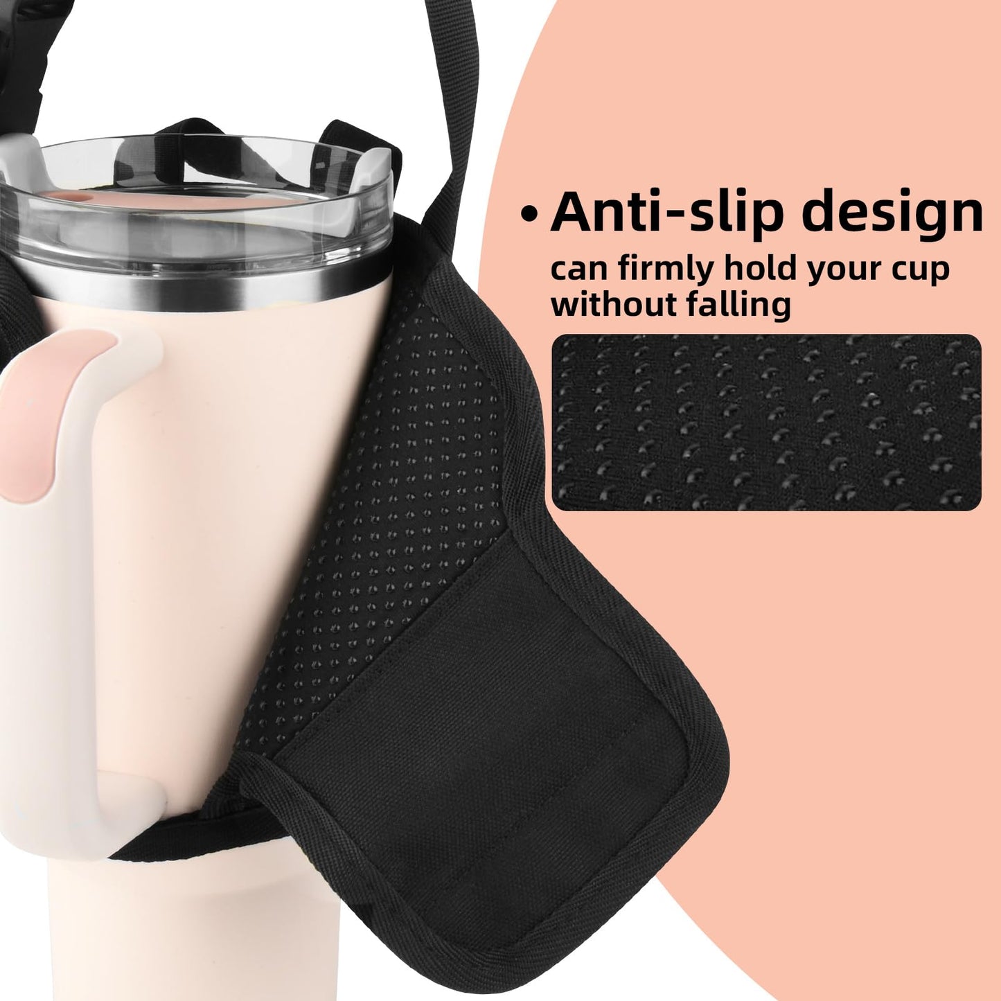 Xxerciz Water Bottle Carrier Bag with Phone Pocket for Stanley 40 oz Tumbler with Handle, Nylon Water Bottle Holder Pouch with Adjustable Strap for Stanley Cup Accessories