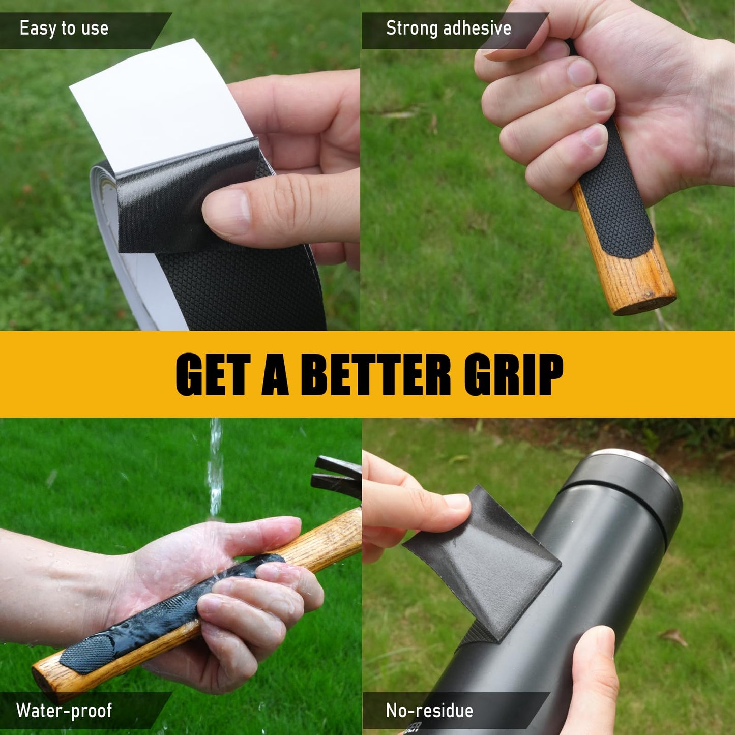 Rubber Grip Tape, 1 In x 20 Ft Non-Abrasive Grip tape for handles, Strong Adhesive Waterproof Heat Resistant Cushion grip, Comfortable in hands, perfect for handles, handlebars, or any slippery stuff