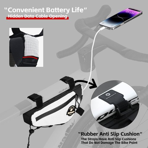 Rhinowalk Bike Frame Bag Under Top Tube Bag Bicycle Triangle Bag with Side Pockets Storage Pouch for Road Mountain Bike