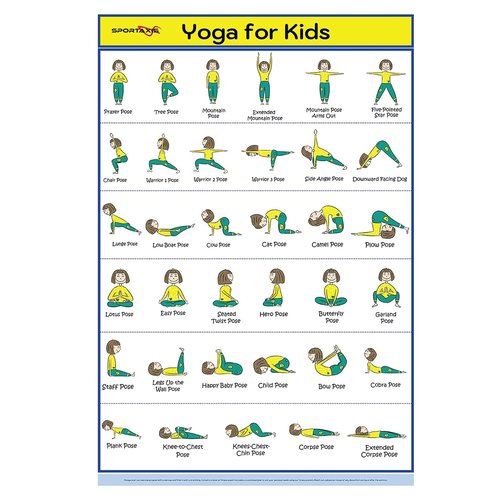 SPORTAXIS Kids Yoga Poster - Unique and Easy Poster to Train Yoga to Kids