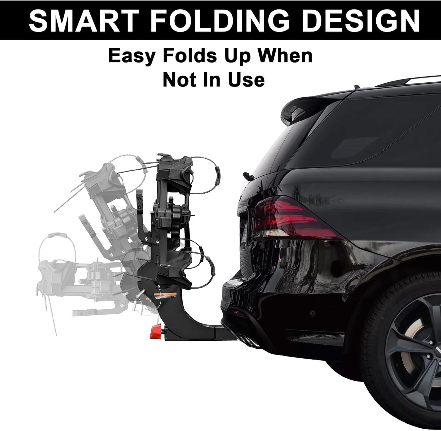 2 Bike Rack Hitch Mount Platform Style for Cars Trucks SUVs, 160 lbs Capacity Smart Tilting Folding Bicycle Car Racks Fits Electric Bike with Up to 5" Fat Tires, 2" Receiver