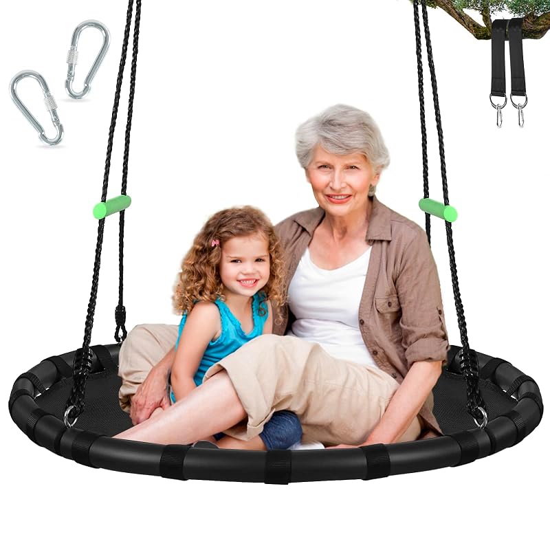 Tree Swing with PP Mat - Durable, Safe, and Easy to Install,Black
