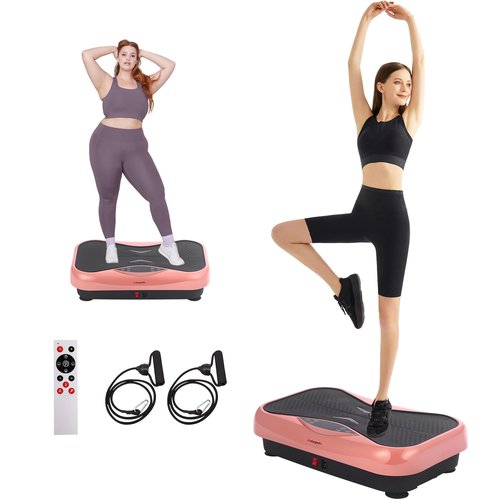 Whole Body Vibration Plate Exercise Machine – Power Vibrating Plate for Lymphatic Drainage Weight Loss, Shake Plate Exercise Platform with Touch Screen & Resistance Bands, Equipment for Women Men