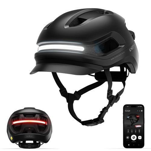 UNIT 1 Aura Hybrid Smart Bike Helmet | Urban & Road | MIPS | LED Front & Rear | Turn & Brake Light Compatible w/Remote | Crash Alert | Certified | Lightweight & Ventilated | iOS & Android App