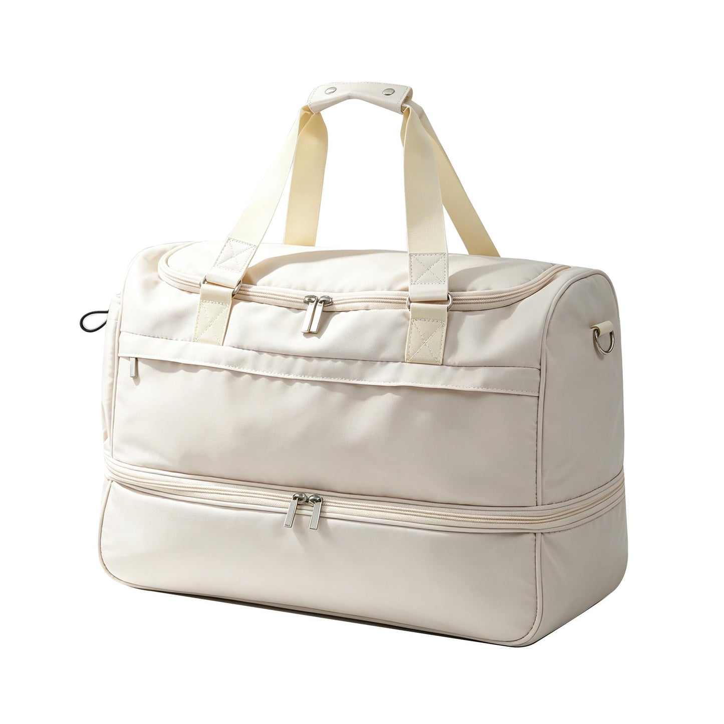 Carry On Travel Duffel Bag for Women & Men,Overnight Weekender Bag with Shoe Compartment,Trolley Sleeve and Adjustable Shoulder Strap,Business & Weekend Travel,Gym,Sports,Yoga & Dance(Ivory)