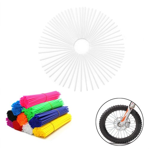 72Pcs Universal Spoke Skins Covers，Wheel Spoke Wraps Skins Pipe Trim Decoration Protector For Motorcycle Dirt Bike Yamaha Honda BMW Suzuki Kawasaki(white)