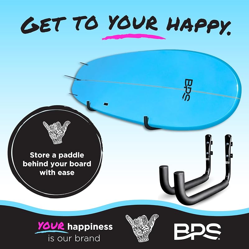 Ultrastrong Ultrapadded Surfboard & SUP Wall Rack – Large (1-2 Boards) with Marine-Grade Screws