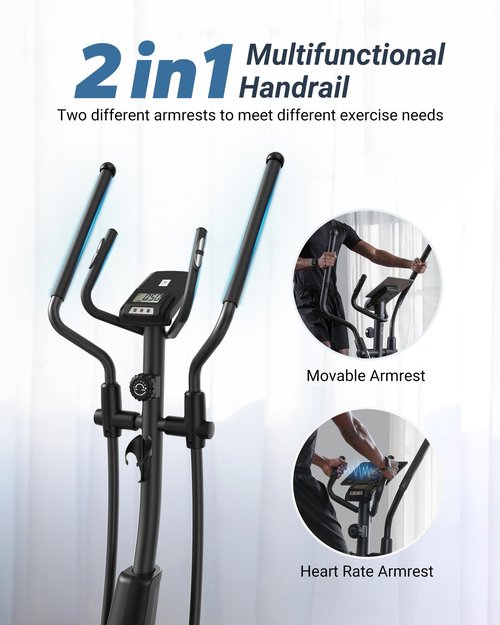 MERACH Elliptical Exercise Machine for Home Use, Elliptical Machine with Hyper-Quiet Magnetic Drive System, 8-Level Resistance Adjustment, 15.5IN Stride, 351LBS Loading Capacity, MERACH App