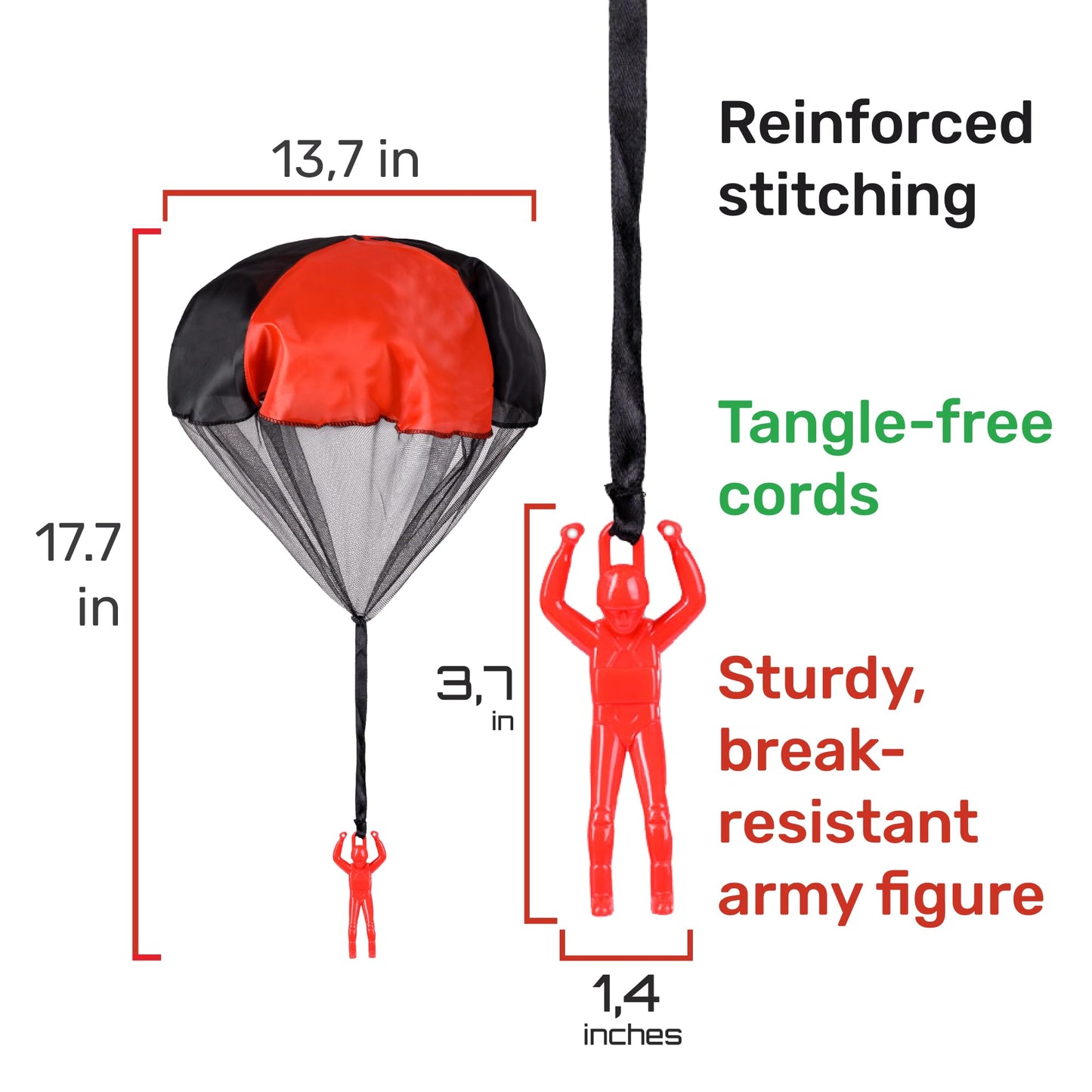 NUTTY TOYS Parachute Toys for Kids - Tangle Free Outdoor Flying Parachute Men, Top Indoor & Outside, 3 4 5 6 7 8 9 10 11 12 Year Old, Best Christmas Stocking Stuffers Idea 2026 Unique Boy & Girl Gifts