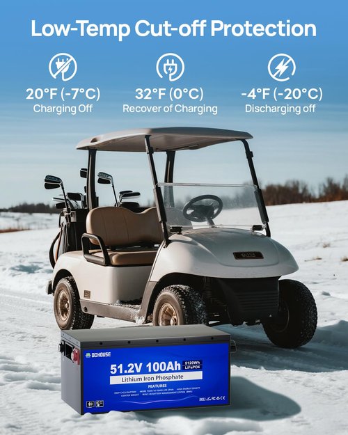 DC HOUSE Metal Case 48V 100Ah Pro Lithium Golf Cart Battery, 200A BMS Lifepo4 Battery with 48V 18A Charger, Bluetooth Mobile APP & LCD Monitor, Peak Current 700A
