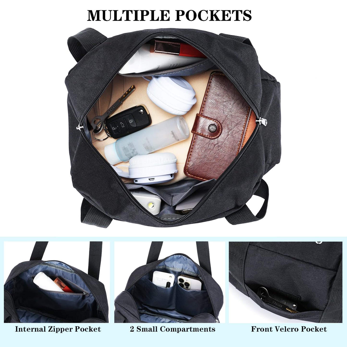 Mini Gym Bag for Women Girls, 12 inch Small Gym Tote Bag, Lightweight Carry On Small Duffle Bag for Travel Sports (Black)