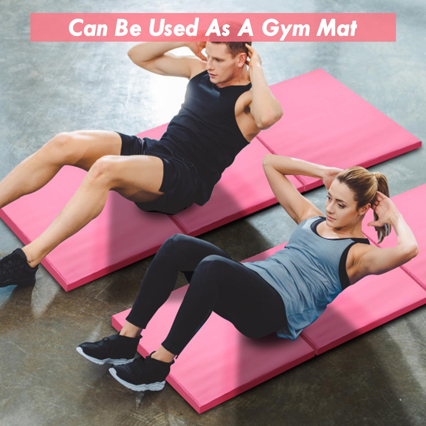 WAWINY 6ft x 2ft Folding Gymnastics Mat - 2-Inch Thick High Density Foam Yoga Mat, Non-Slip Gym Floor Mat for Home Workouts, Pilates & Stretching, Waterproof Oil-Proof Portable Exercise Mat.
