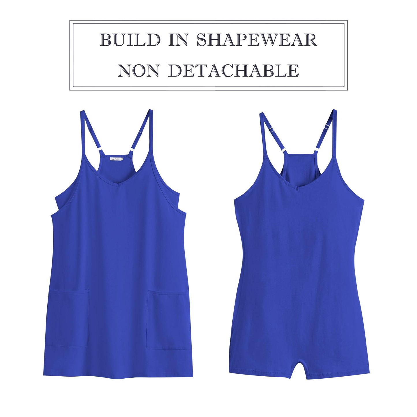 ANRABESS Women Athletic Dress Summer Tennis Workout Active Sports Mini Romper Dress Built in Shorts Travel Vacation Clothes Royal Blue Large