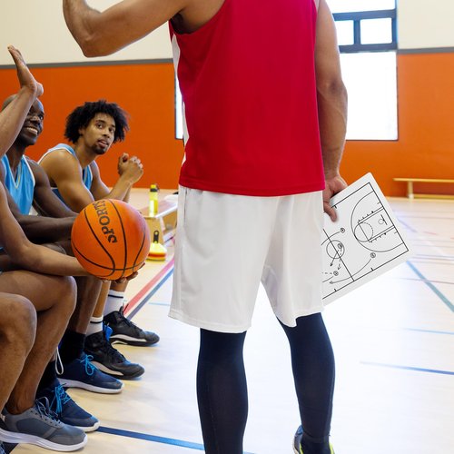 QUEENLINK Basketball Coaching Board, Double-Sided Tactical Marker Board with Full and Half Court, Dry Erase Clipboard for Basketball Coaches, Includes a Marker