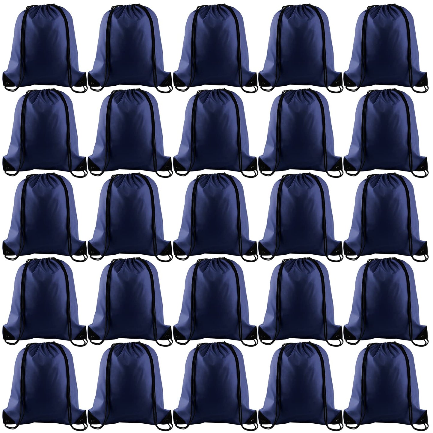 KUUQA Drawstring Backpack, 25Pcs Navy Blue, Lightweight Gym Bag for Sports, Travel, Yoga