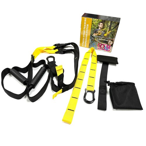 QTM fitness Strap, Home Resistance Training Kit, Workout Straps, Exercise Straps, Yoga Band, Suspension Training Straps for Home Gym, Bodyweight Resistance, Yoga Stretching Strap, Indoor & Outdoor