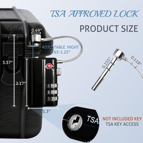 Zyauine Upgrade 2 Pack TSA Approved Gun Case Lock, TSA Locks for Gun Case, Durable Cut Resistant Cable Locks for Pistol Case TSA Approved Firearm Travel Case, Luggage Locker Revolver Rifles Camera