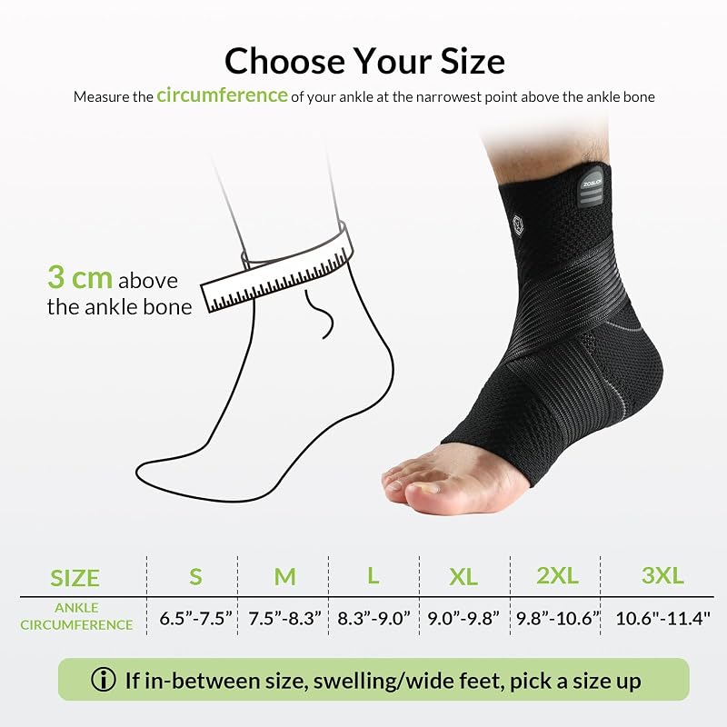 Ankle Support Brace with Removable Fishnet Strap — 3D Knit Compression for Plantar Fasciitis & Achilles Tendonitis, Black/L Pack of 1
