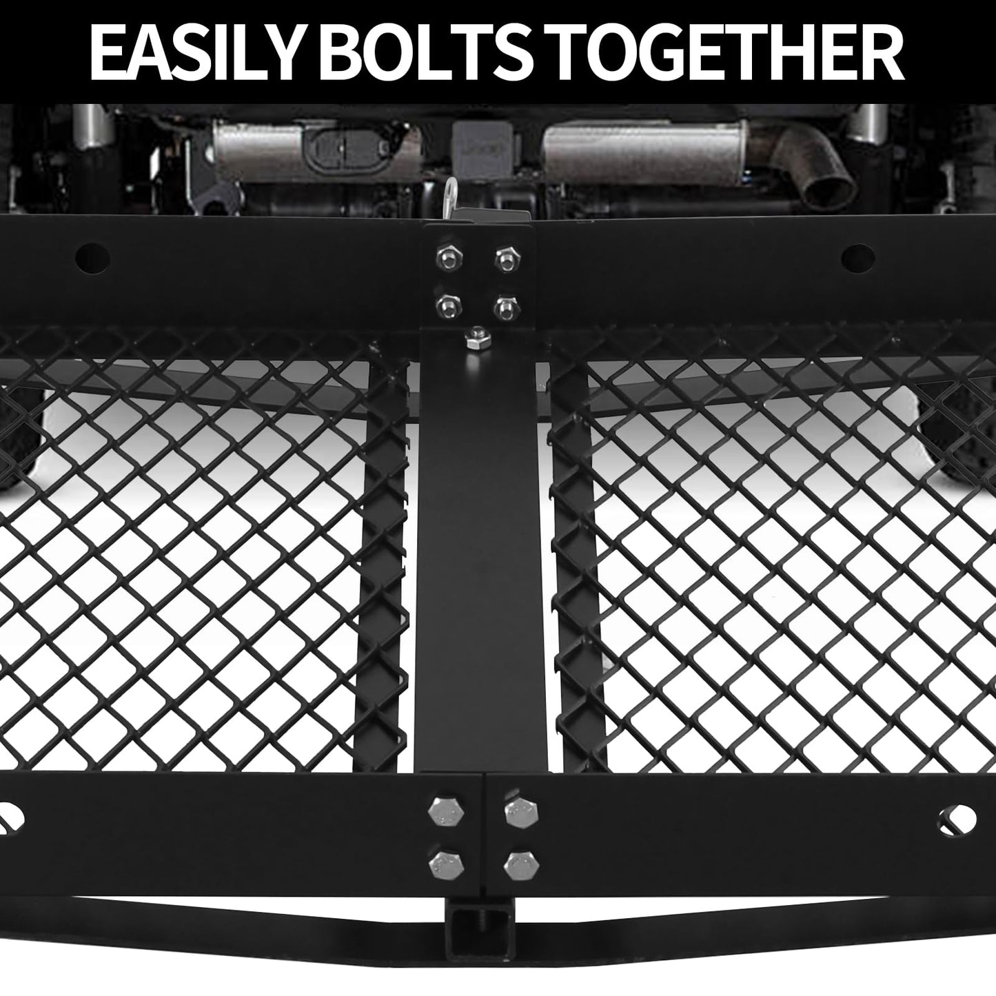 48 x 20 Tray Hitch Cargo Carrier,Hitch Mount Cargo Basket - 300 LBS Capacity, 1-1/4" & 2" Universal Adapter Shank, Carbide Black Powder Coat - Fits Cars, SUVs, Trucks