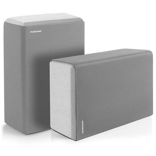 Yoga Blocks with Silicone Protective Cover, Premium EVA Foam Yoga Block for Yoga, Pilates, Meditation & Stretching, Non-Slip Lightweight Durable Bricks for Improving Poses & Balance (Gray (2 PCS), 3inch)