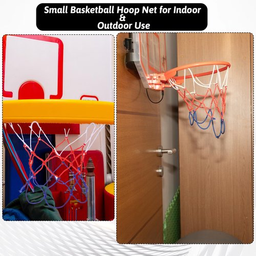 4PCS Mini Basketball Nets Replacement Small Basketball Hoop Net 8 Loops Basketball Nets Replacement for 8"-10.25" Rims Nylon Small Basketball Hoop Net Little Basket Ball Net for Room Indoor Outdoor