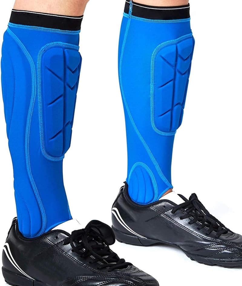 Norespnea Soccer Shin Guards with Calf & Ankle Pads - Blue, Small