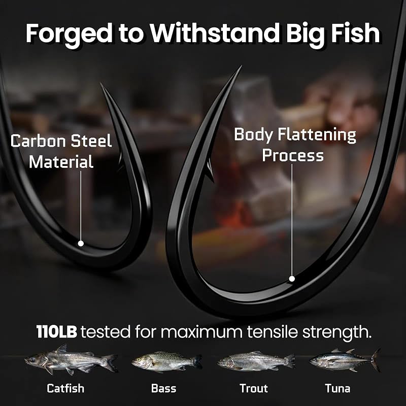 Octopus Fishing Hooks for Saltwater & Freshwater - 50/100/120/210Pcs, Black 7/0 50pcs | FishTrip