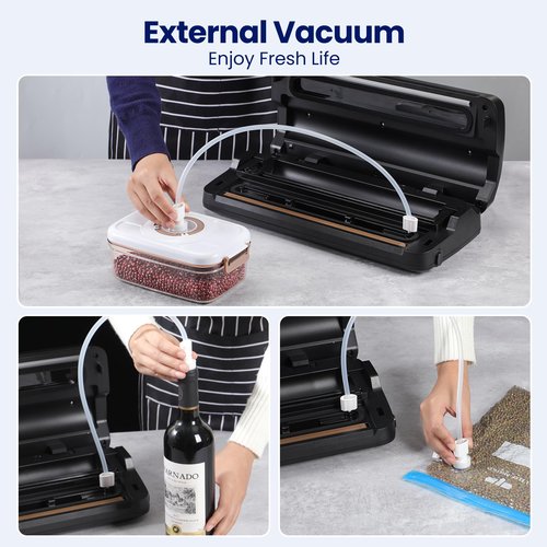Vacuum Sealer Machine, 7-in-1 Vacuum Sealer for Food with Built-in Cutter and Bag Storage, Dry/Moist/Gentle Mode, Removable Drip tray, Complete Starter Kits